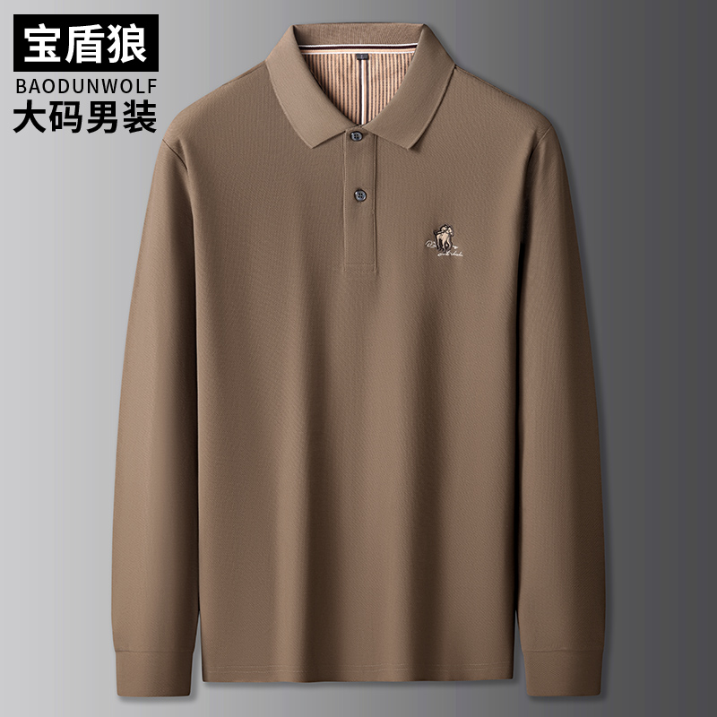 商务翻领短袖T恤男加肥加大