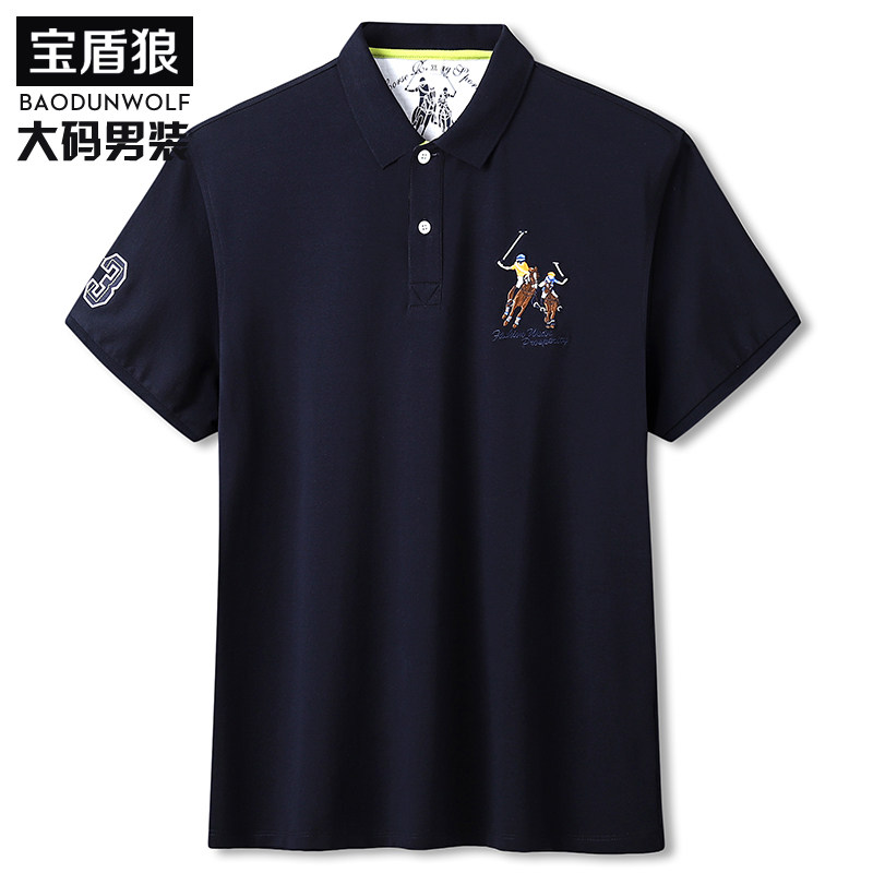 加大码男士夏装polo衫特大号肥佬宽松棉质翻领休闲胖子短袖T恤衫