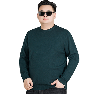 肥佬宽松纯色套头长袖毛衣打底衫