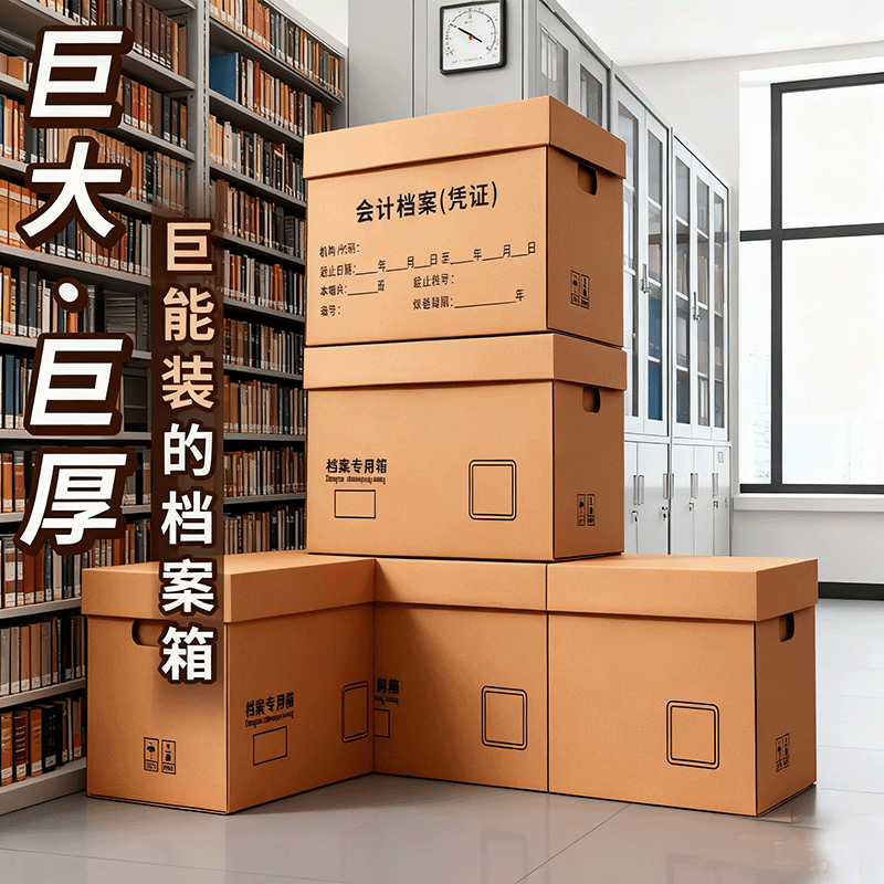 档案专用箱会计凭证收纳箱大容量加厚牛皮纸箱财务票据文件盒A4文件办公用品收纳盒档案盒大号保管资料档案箱,文具电教/文化用品/商务用品,档案盒,淘宝优惠券,粉丝福利购,淘宝优惠卷