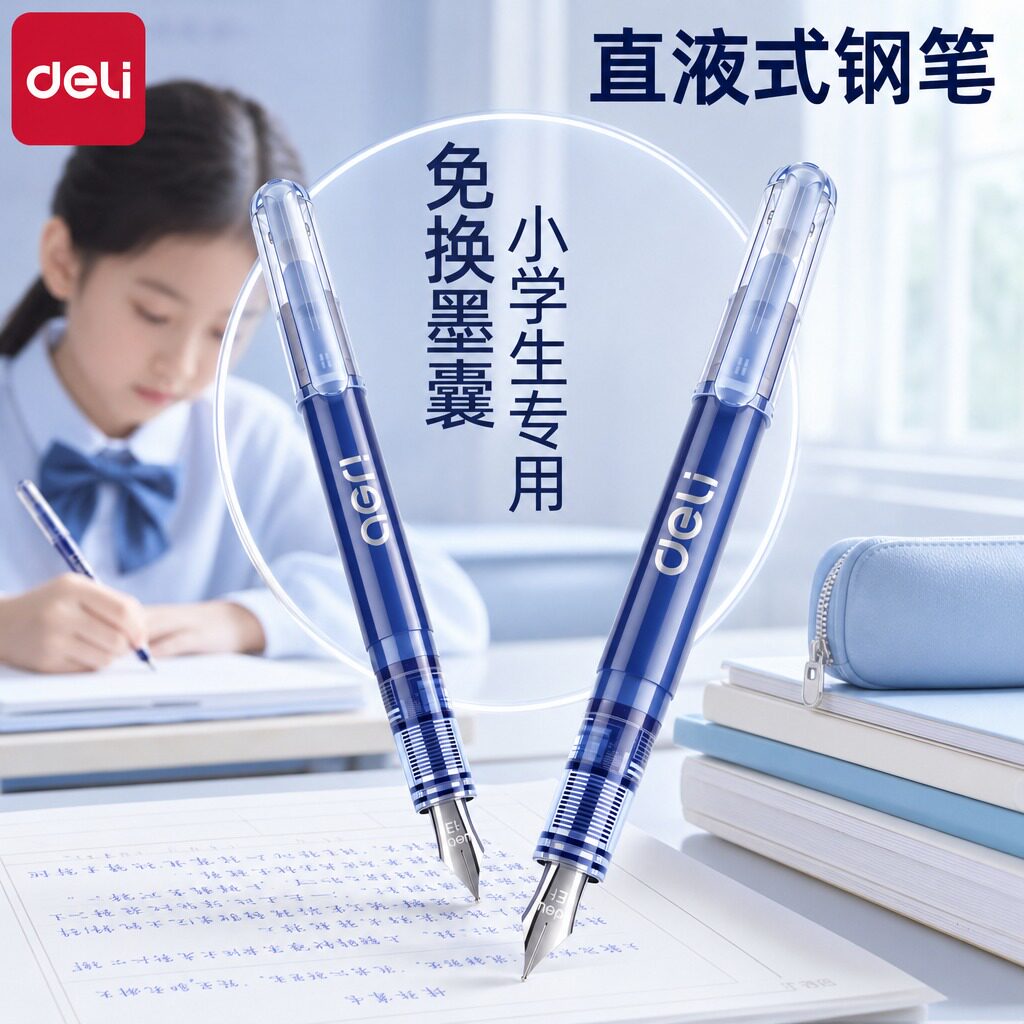 得力大容量直液式钢笔小学生专用图片