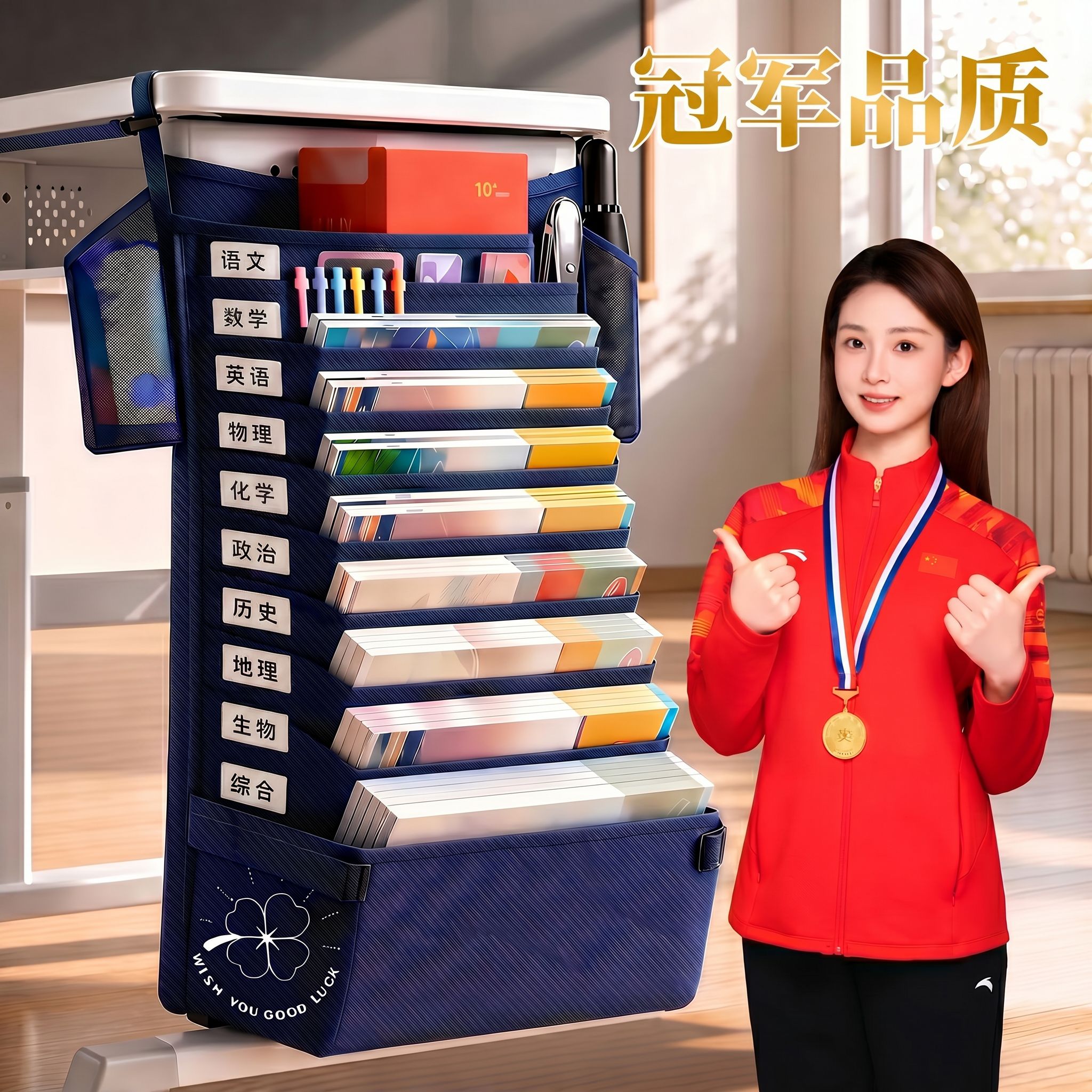高中生课桌收纳学生挂袋大容量挂书袋书袋初中书桌旁桌面桌侧面侧边桌边带侧挂袋子教室书本置物架神器加厚