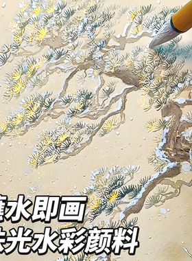 珠光水彩固体不透明彩绘颜料敦煌画画故宫工具套装美术生专用国画仙粉膏36色便携式分装盒闪金粉白色美甲水粉