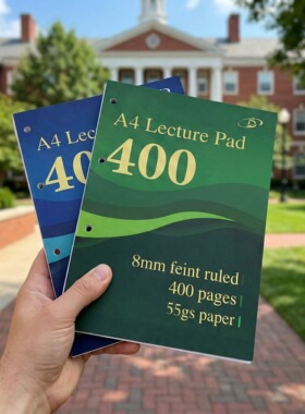 美式薄脆本55g绿色蓝色A4七孔400页美式分栏横线加厚笔记本子大学生考研考公考编日记本小红书同款高中生专用