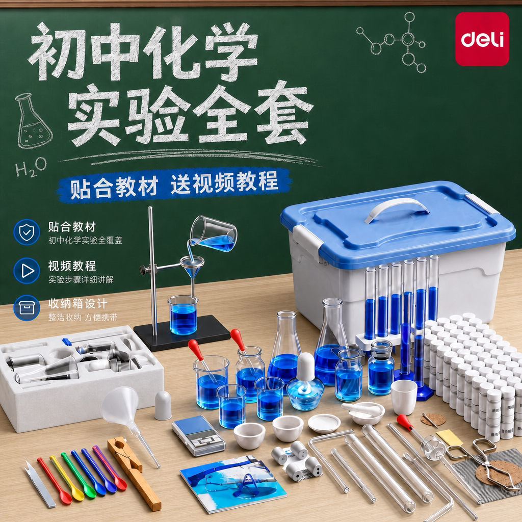 得力初中全套化学实验器材套装图片
