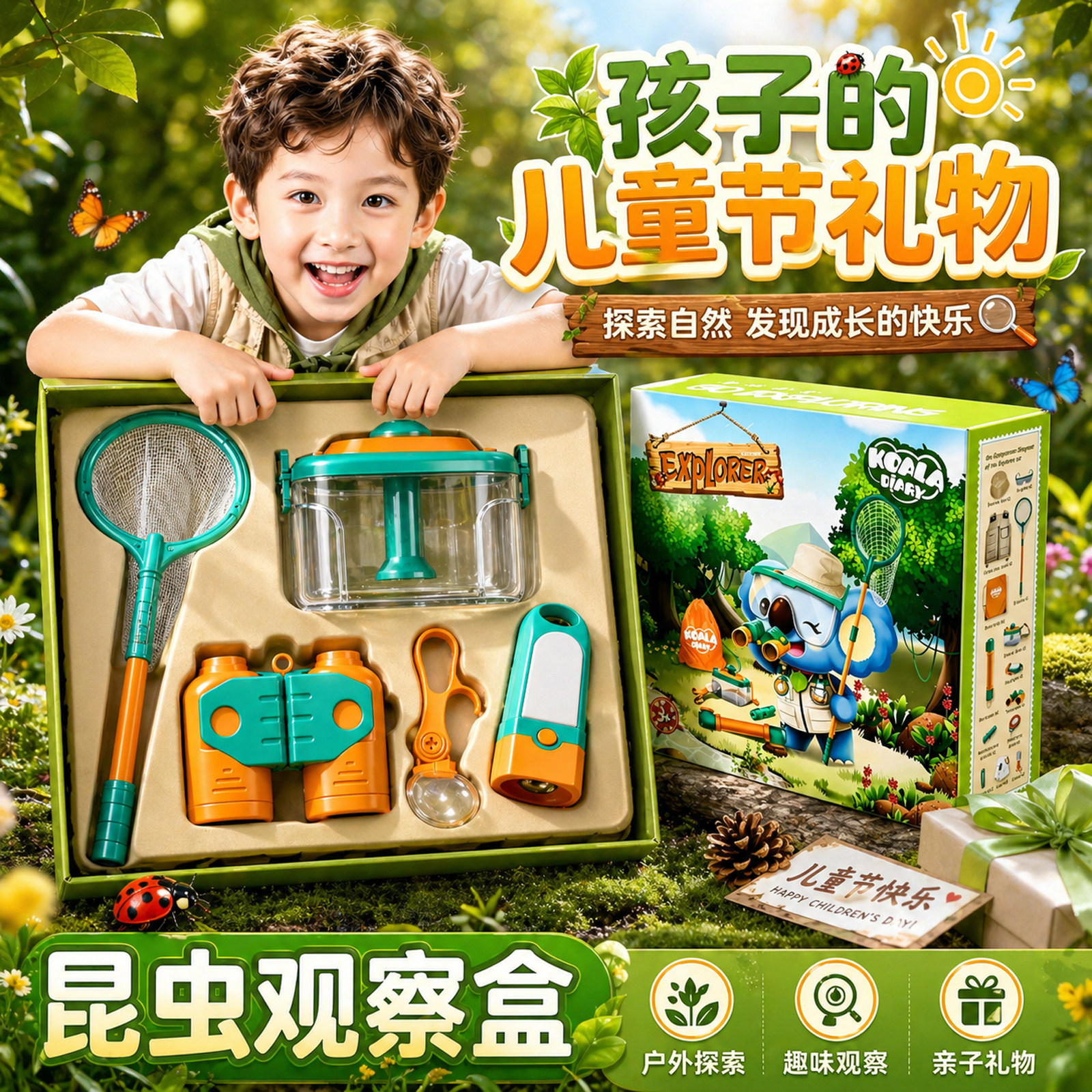 【六一儿童节礼物】昆虫观察盒儿童户外玩具望远镜观察虫子工具