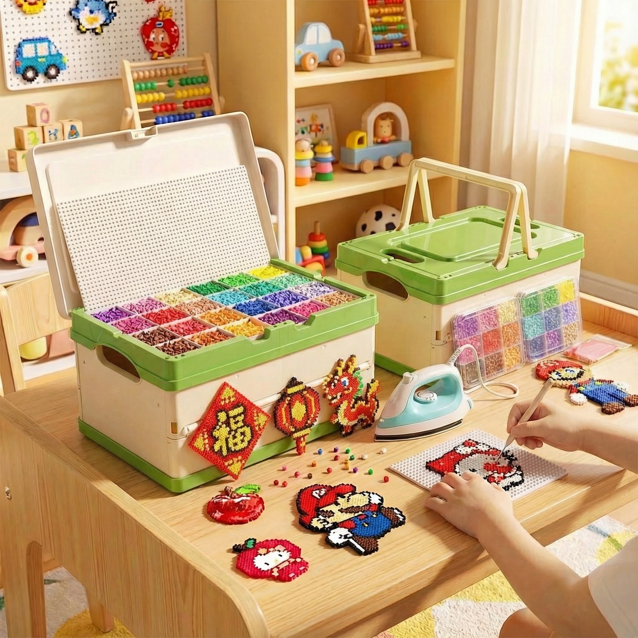 新年拼豆马年diy手工材料包全套专用熨斗mard家融合豆工具套装笔,玩具/童车/益智/积木/模型,普通塑料积木,淘宝优惠券,粉丝福利购,淘宝优惠卷