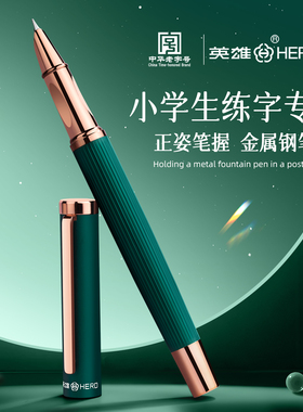 英雄钢笔小学生三年级专用儿童初学者练字可替换墨囊墨水中学生高颜值四年级成人练字暗尖复古钢笔官方旗舰店