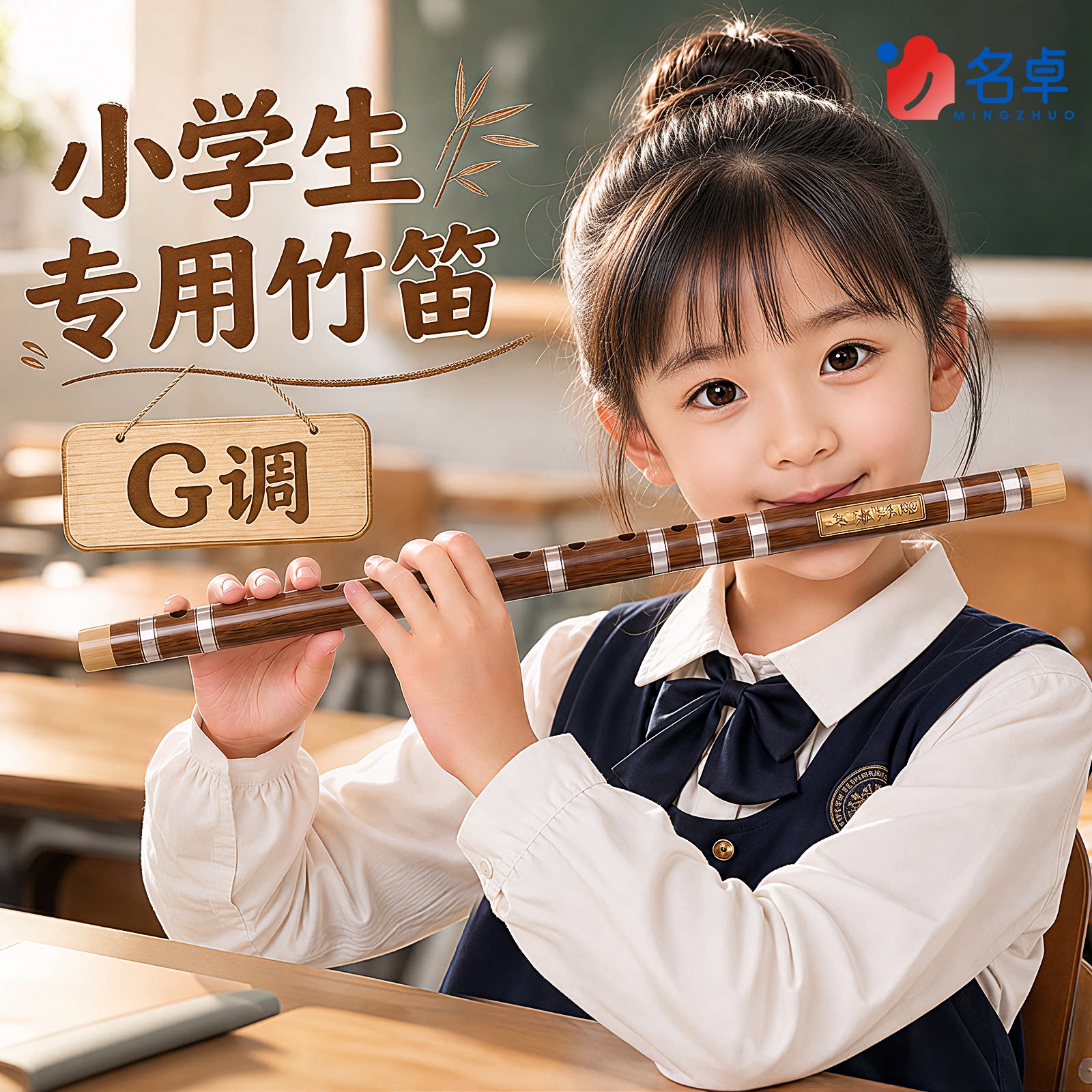 竹笛小学生专用g调五育笛横笛子乐器初学者入门苦竹笛子儿童学生