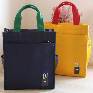 手提袋学生拎书袋补习袋男孩女童书包帆布文件儿童学习课外补课包