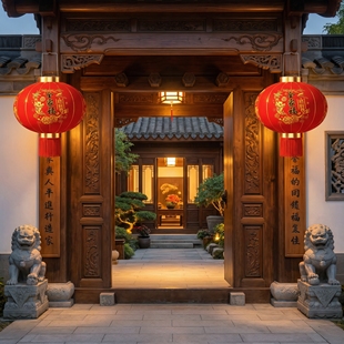 红灯笼新款2026年挂饰中国风大门口一对马年阳台玄关过年专用led