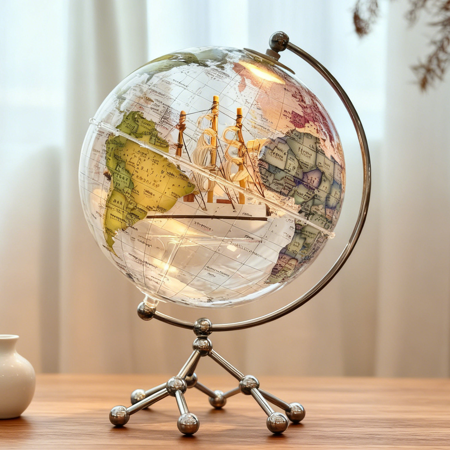 透明地球仪摆件轻奢高档高级感客厅玄关酒柜柜子桌面摆设卧室可发光小