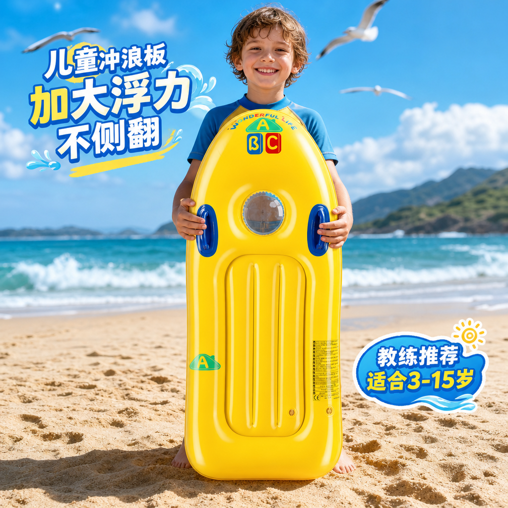 水上漂浮玩具儿童冲浪板玩水游泳圈装备充气船板泳池排小皮艇神器