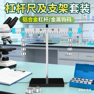 杠杆原理实验套装五年级下册科学杠杆尺及支架金属钩码初中物理力学实验器材平衡原理实验探究教学仪器力矩