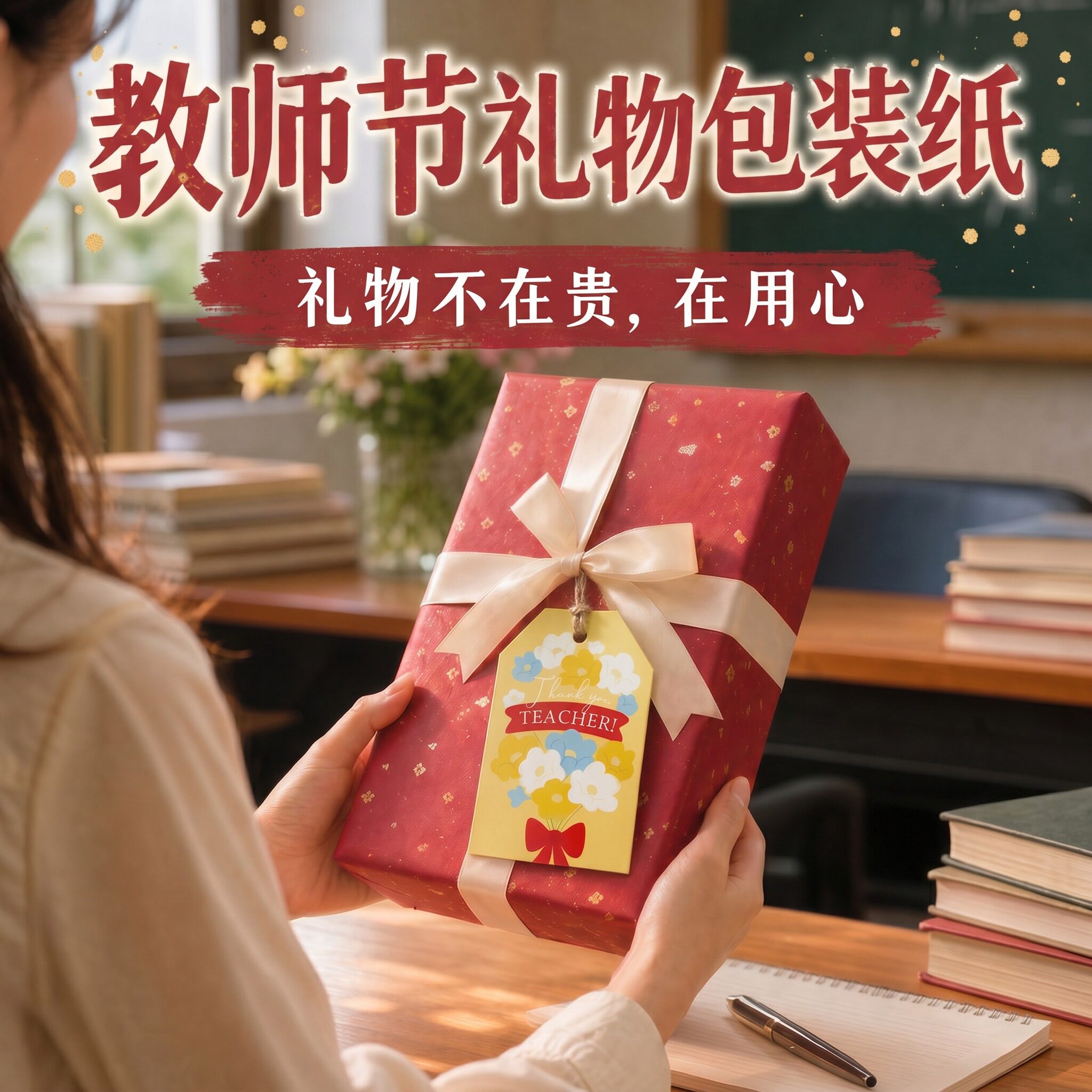 教师节礼物包装纸礼品纸贺卡卷筒图片