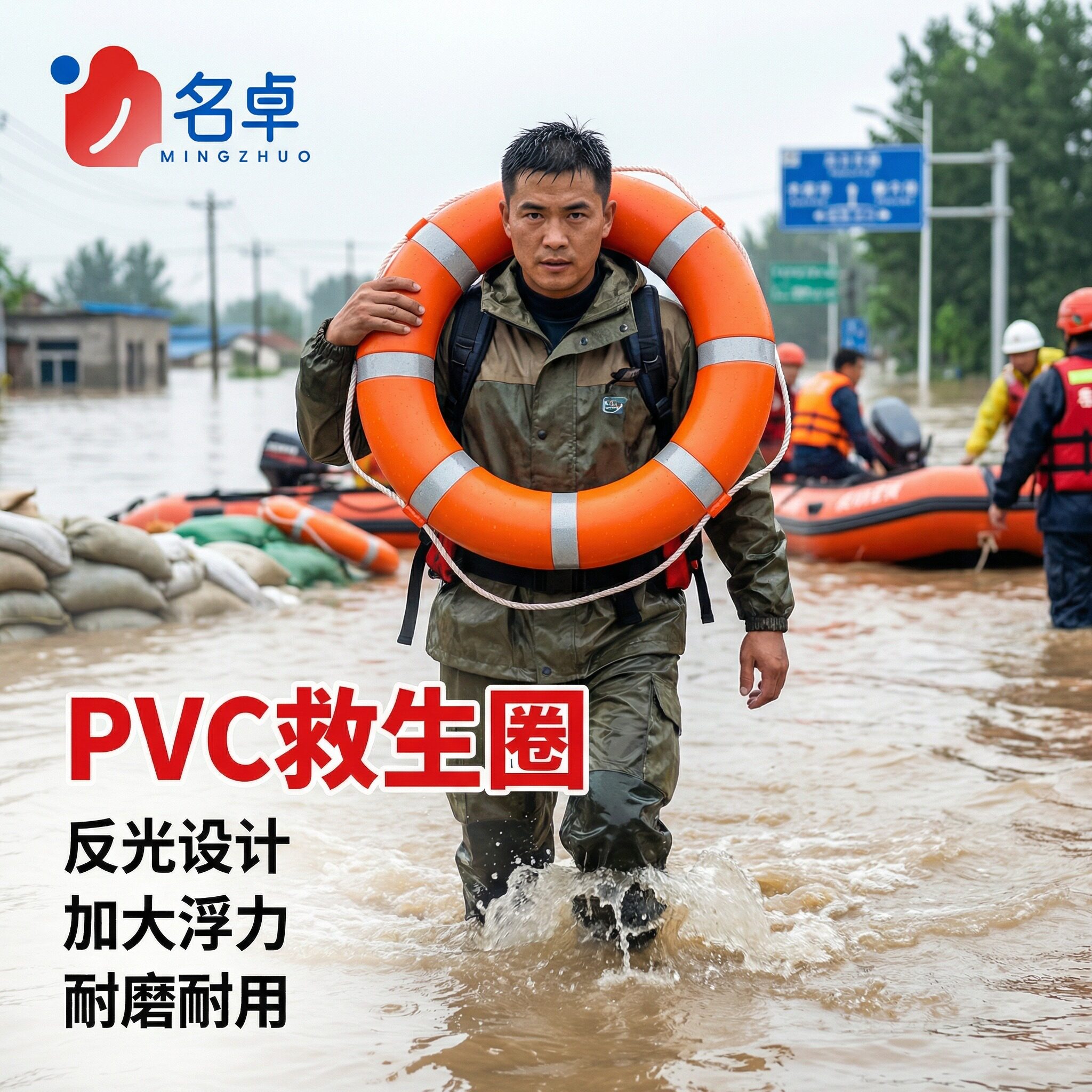 救生圈成人救生浮圈实心PVC泡沫游泳浮圈紧急救身圈救生衣救生绳