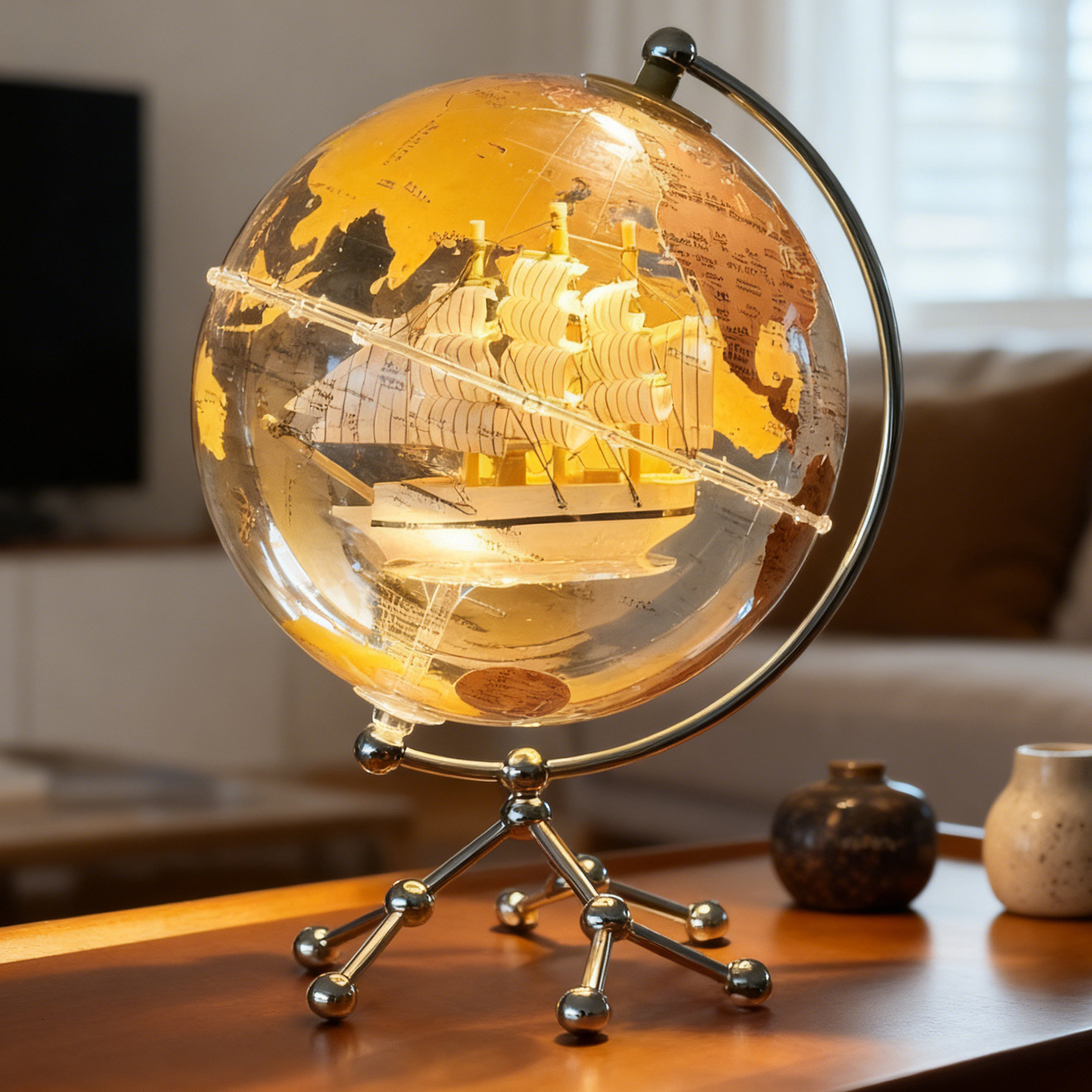 透明地球仪摆件轻奢高档高级感客厅玄关酒柜柜子桌面摆设卧室可发光小