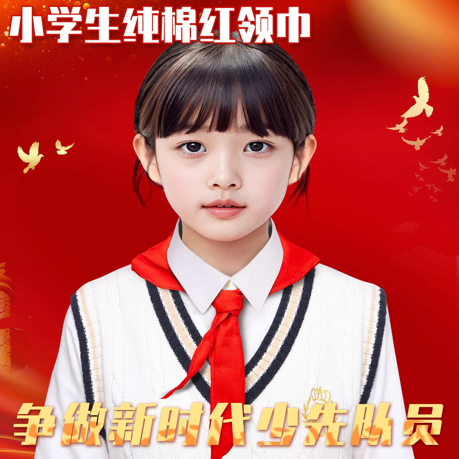 红领巾小学生通用儿童带初中生大号纯棉少先队员全棉布高档绸缎丝绸一