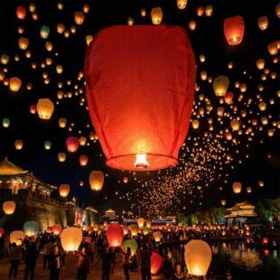 新年孔明灯许愿灯批发2026新款加厚安全型跨年过年天灯高级阻燃