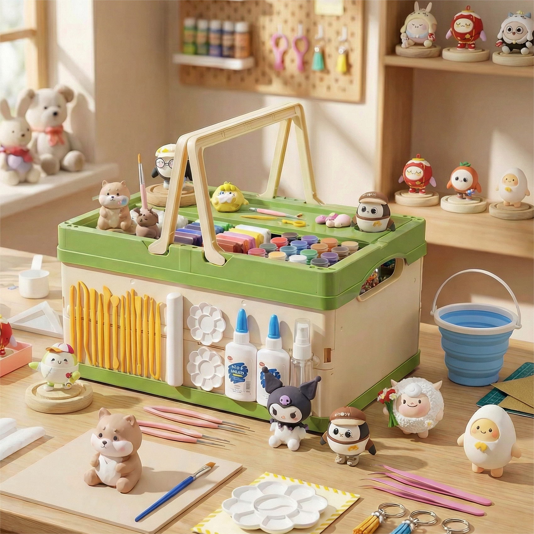 石塑粘土diy材料包豪华套装免烧玩具工具模具黏土儿童手工小学生烤亮油轻泥塑彩泥橡皮泥石膏可塑软陶泥白色