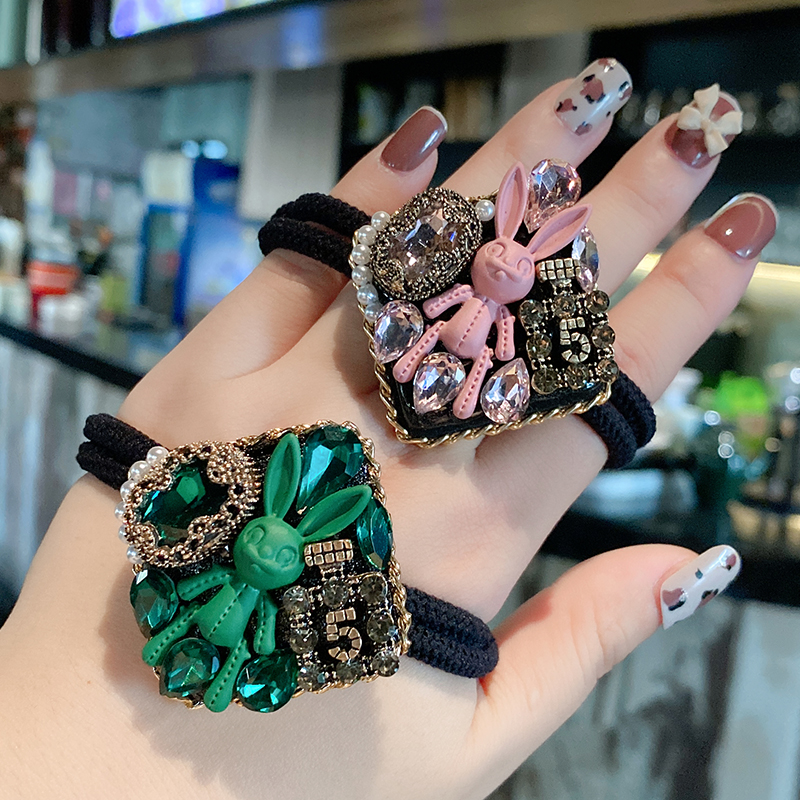 怡丽韩发圈满钻兔子重工马尾发圈