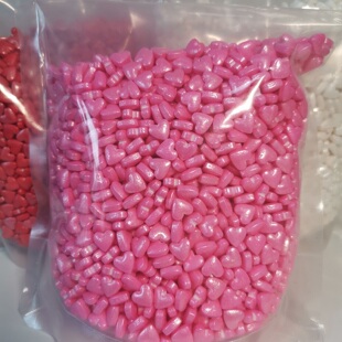 蛋糕装饰8mm红白粉小爱心500克糖珠糖果蛋糕烘焙装饰 DIY棒棒糖珠