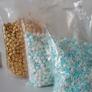 圣诞500克袋金色礼盒糖珠DIY蛋糕烘焙装 饰奶油裱花蓝白雪花星彩针