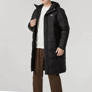 Puma彪马黑色男女运动休闲简约加厚保暖防风羽绒服长款外套687428