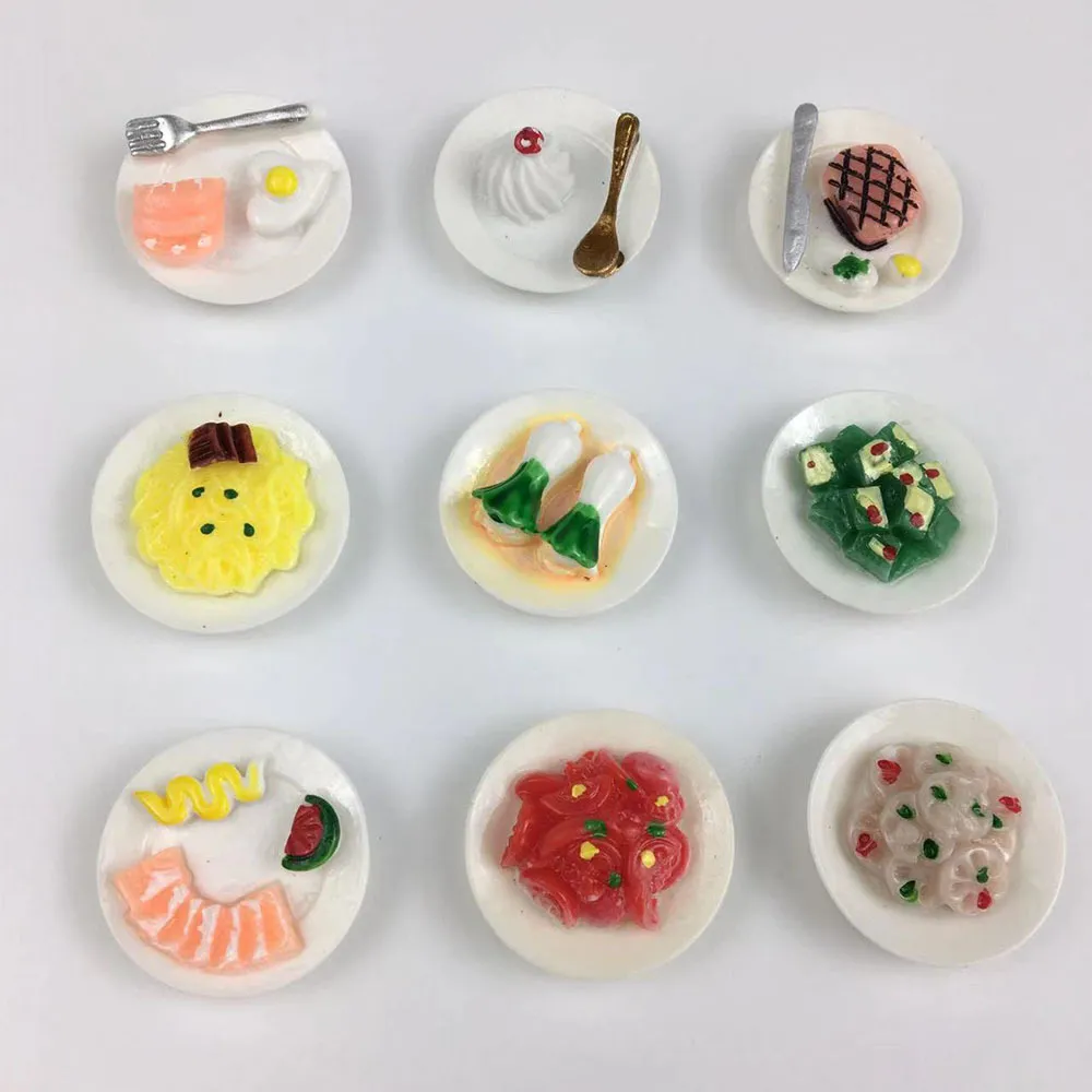 迷你盘中餐点心蔬菜西餐仿真食玩树脂配件奶油胶手机壳冰箱贴饰品