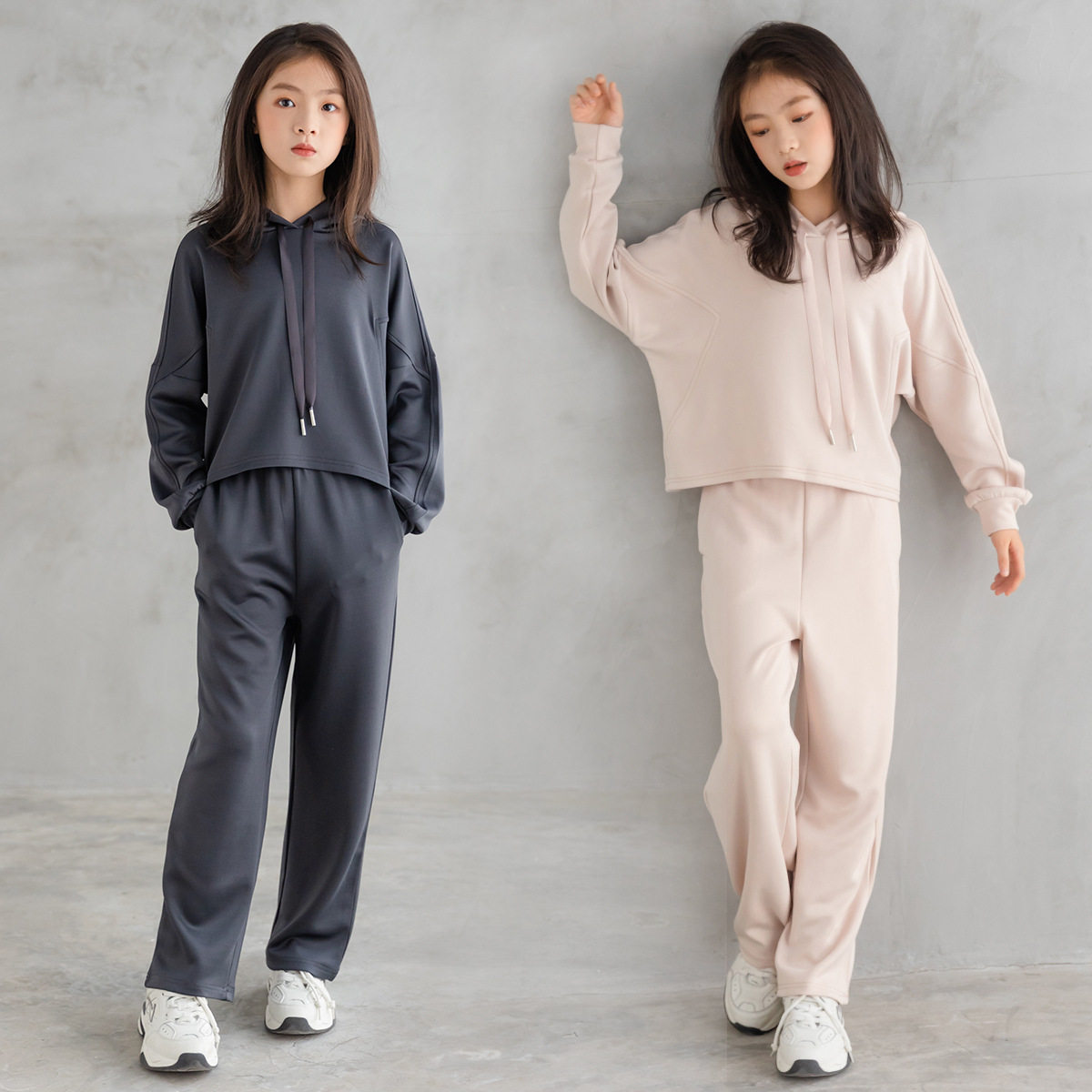 贝聪美女大童秋季连帽阔腿套装