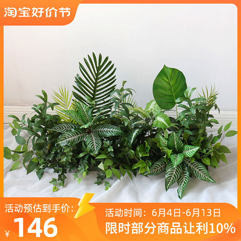 绿植长排热带叶子花排森系婚庆道具地排迎宾路引花舞台布置橱窗