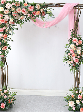 胭脂粉花艺系列婚礼花艺装饰舞台婚庆组合花架拱门排花路引花球