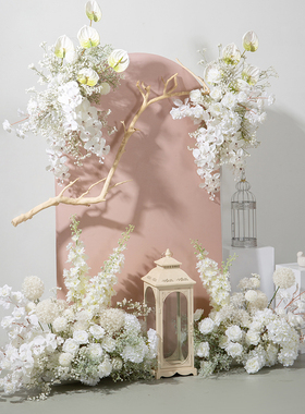 白色满天星花艺场景装饰婚礼活动求婚背景假花仿真壁挂花排花堆