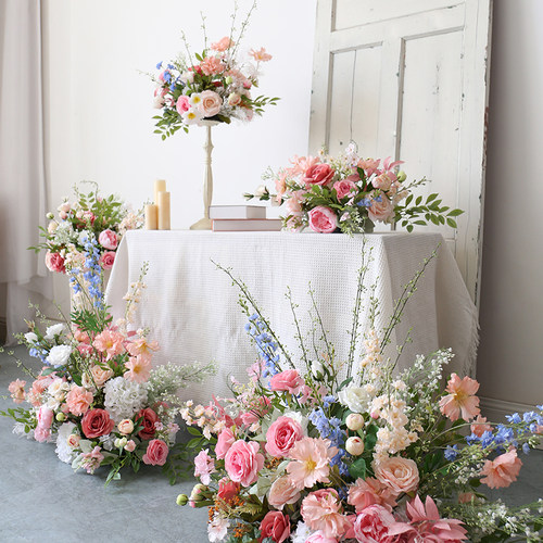 婚庆仿真花艺花排甜品台桌花摆花