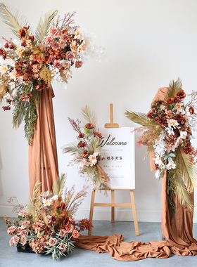 高级花艺场景布置复古系仿真道具花迎宾水牌花架插花路引壁挂花排