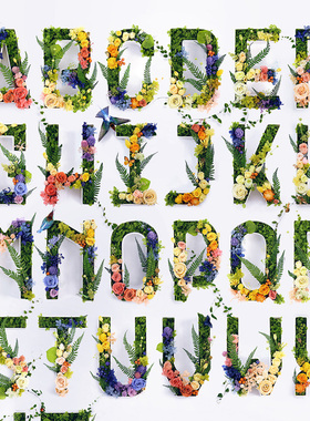 字母花艺设计广告logo立体墙饰玄关商城开业布置装饰字母摆件壁挂