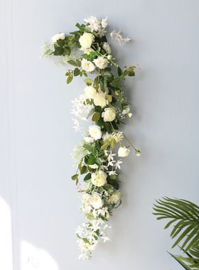 仿真花藤叶藤空调水管道绿植缠绕遮挡室内吊顶装饰植物玫瑰满天星