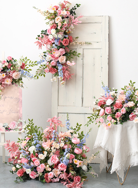 仿真花婚庆布置订婚宴水牌花交车区布置桌花路引酒店迎宾花艺套装