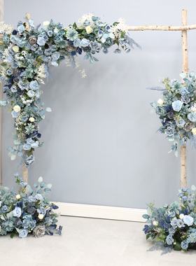 拱门装饰道具花三角组合复古蓝婚庆仿真婚纱摄影背景布置装饰假花