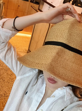 日本mature ha草帽女夏杨超越同款防晒帽遮阳百搭UV可收纳太阳帽