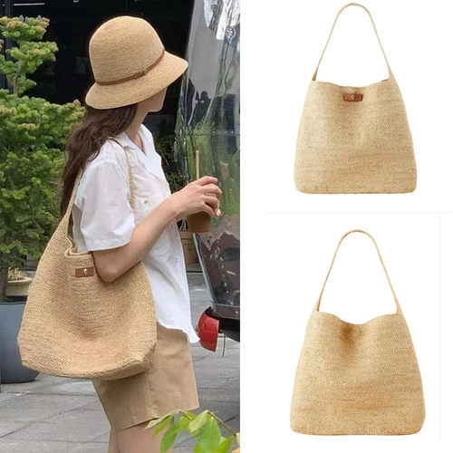 helen天然拉菲草包包手提包