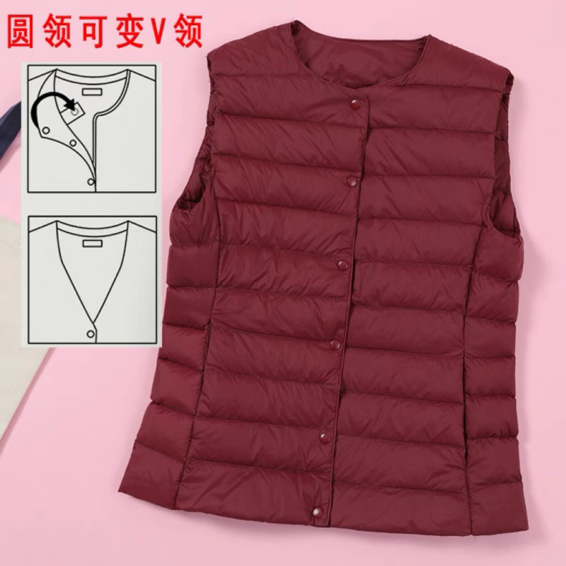 2024新款轻薄羽绒服女款马甲内胆圆领V领白鸭绒高级轻型保暖外套