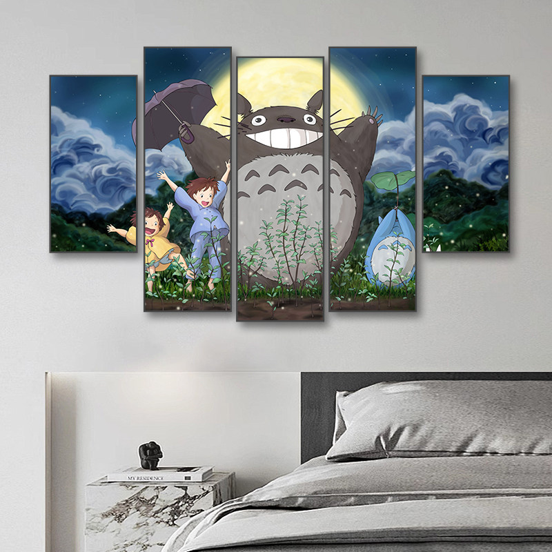 宫崎骏动漫龙猫led灯发光挂画二次元儿童房装饰画卧室床头壁画