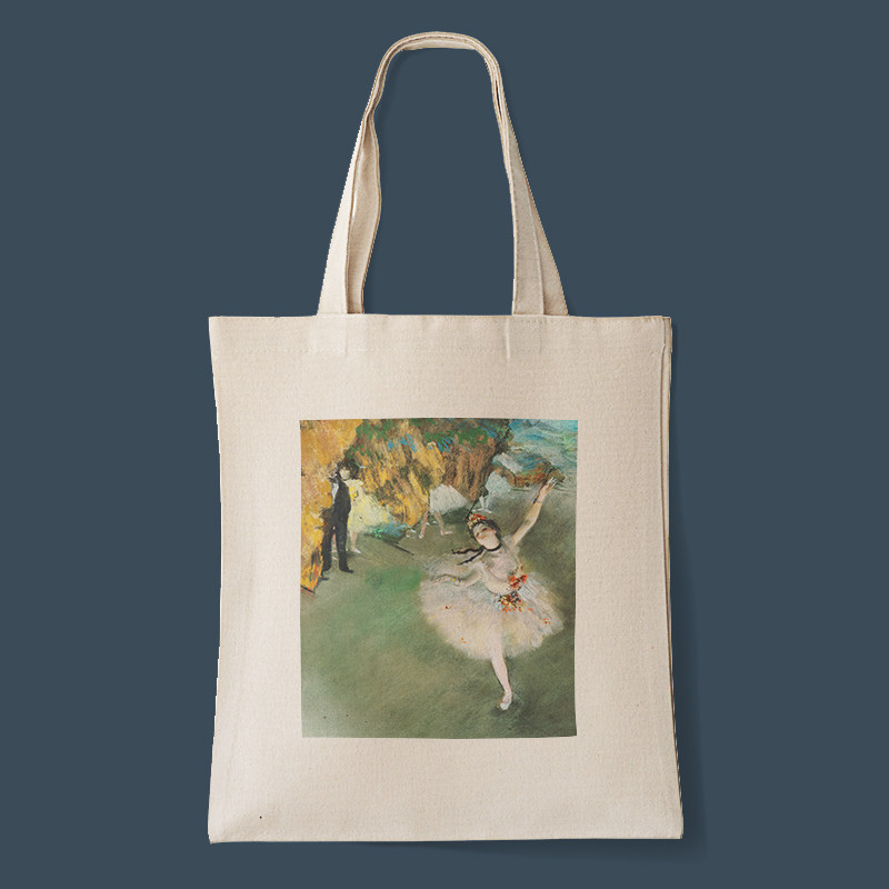 德加油画帆布包芭蕾舞女文艺少女学生大容量单肩斜挎包包手提布袋