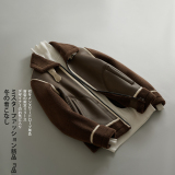 2025新款皮毛一体机车服外套休闲短款翻领男士夹克F525*P265控399，男装夹克，电商D221(原钱塘6000)