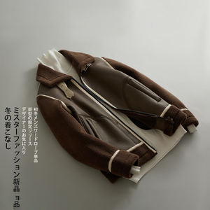 2025新款皮毛一体机车服外套休闲短款翻领男士夹克F525*P265控399图片