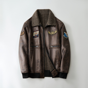 新款皮毛一体男士短款休闲仿麂皮绒机车服外套F526*P265控399图片