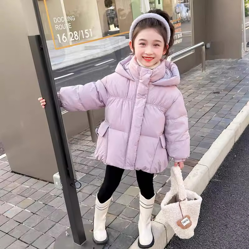 英国DHWA女童羽绒服女宝宝冬季中长款超好看外套儿童加厚保暖上衣
