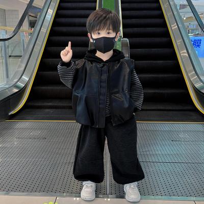 DHWA儿童秋装套装男童帅气皮衣