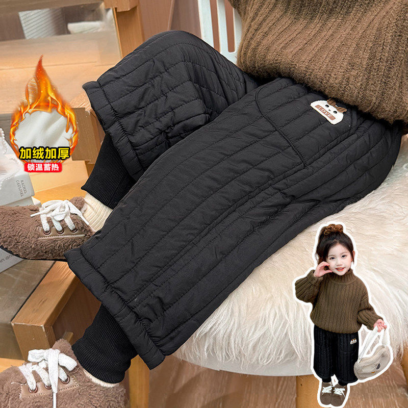 英国DHWA女童羽绒棉裤外穿冬季加厚儿童夹棉宝宝加绒裤子一条过冬